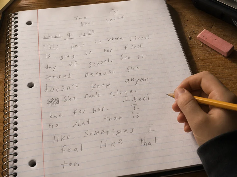 Handwritten page with cramped, uneven letter formation