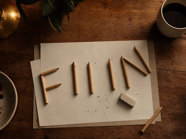 Spelling words on paper with eraser and pencil