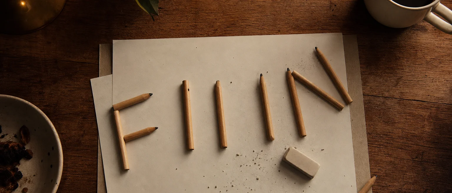 Spelling words on paper with eraser and pencil